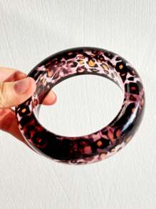 Pulseira de resina geométrica assimétrica transparente com estampa de leopardo marrom, joia charmosa e personalizada para mulheres, verão