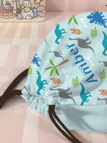 1pc Customizable Drawstring Backpack Printed With Dinosaur Pattern, Can Be Customized With Your Unique Design, Suitable For Children And Teenagers, Can Print Your Own Name Or Gift Your Sibling/Classmate's Name,Multi-Functional,Ornamental,Letter,Stylish,Modern,Colorful,Cute,Adorable,Casual,Custom,Personalised,Unique,Customized,Ideal Gifts For Him,Ideal Gifts For Her