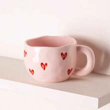 1pc Ceramic Heart-Shaped Coffee Mug, Minimalist European Style Milk Cup, Ceramic Mug, High-Quality Ceramic Water Cup, Couple Mugs, Cute Office Coffee Cup