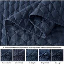 Dark Grey Quilt King Size Bedding Sets With Pillow Shams, Lightweight Soft Bedspread Coverlet, Quilted Blanket Thin Comforter Bed Cover, All Season Spring Summer, 3 Pieces, 104x90 Inches - 海軍 - 查看 5