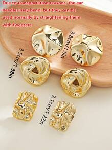 3pcs/Set 1pc Minimalist Asymmetrical CCB Earrings Design, Uniquely Crafted For Women, Suitable For Everyday Wear And Festivals