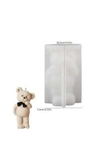1 pieza Molde de silicona de oso caballero con corbata de moño - Fácil de usar para hacer velas DIY, manualidades de resina y decoración del hogar, adecuado para hacer velas con forma de adorable oso pardo y blanco, perfecto para crear un ambiente acogedor, molde de vela con forma de oso