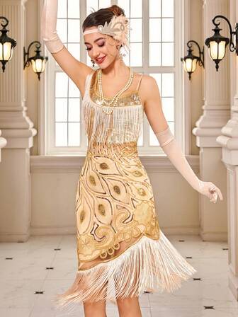 Vestido de cóctel estilo Gatsby de los años 20 para fiesta, vestido de fiesta de estilo retro con cuentas y adornos, bajo asimétrico con flecos