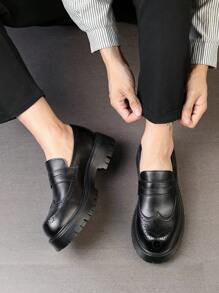 Men's Formal Business Leather Dress Shoes, Slip-On Vacation Wedding Shoes