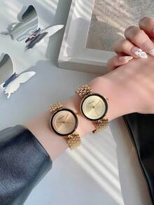 1 pieza Reloj de cuarzo elegante y de moda con esfera redonda de acero inoxidable, adecuado para uso diario, aniversario, cumpleaños, como regalo, para tiempo libre y negocios - Unitalla - Ver 12