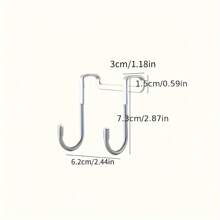 2 Silver Double S Metal Traceless Hooks, Portable And Easy To Install Without Holes, Suitable For Home Cabinet Doors, Dormitories, Wardrobes, Bathroom Door Backs, And Student Dormitories