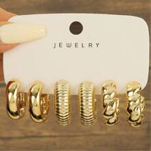 3-9 Pairs New European & American Cross-Border UV Plated Gold ABS Exaggerated Waterdrop Hoop Earrings Set
