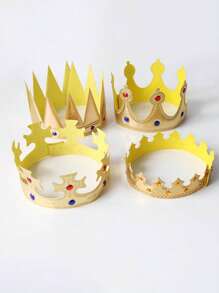 2pcs/1pc Adult Gold Crown, Rhinestone Prince Costume, Headpiece, Cake Topper, Birthday Party Crown, Gift For Mom On Valentine's Day Or Mother's Day, Holiday Party Dress Up Accessories