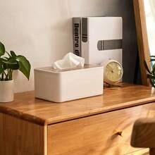 25x13cm Square Rectangular Imitation Wood Tissue Box Simple Style Detachable Plastic Tissue Holder Dispenser For Bathroom Living Room Office - Multicolor - View 8