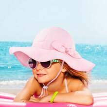 Binomata Sombrero de cubo de unicolor para niñas de 0 a 6 años, protección solar, ajustable, impermeable, ala ancha, sombrero de playa, protección UV UPF50+