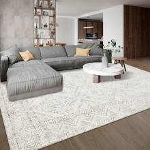 Modern Geometric Rug Low Pile Non-Shedding Rug Distressed Printed Rug Anti-Stain Non-Slip For Office Bedroom Living Room