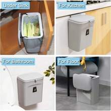 7/9L Wall Mounted Trash Can Household Galley Trash Bin Hanging Bathroom Trash Can With Lid Food Waste Bin Kitchen Accessories Back To School
