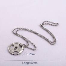 1 pieza Collar con dije en forma de pesa inspirador de acero inoxidable, accesorio deportivo para hombres en atuendos diarios
