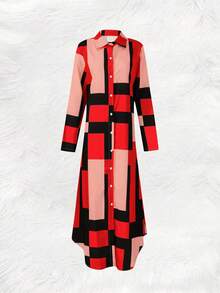 Women's Long Sleeve Dress, Fashionable For Summer - Red - View 3