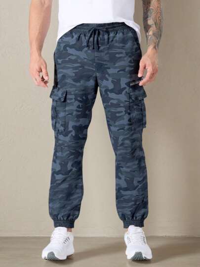 Herren Camouflage Cargo Hosen, Neue Arbeitskleidung Outdoor Hosen, Streetwear Lässig Loose Fit Lässig Hosen, Viele Taschen Hochwertige Militär Stil