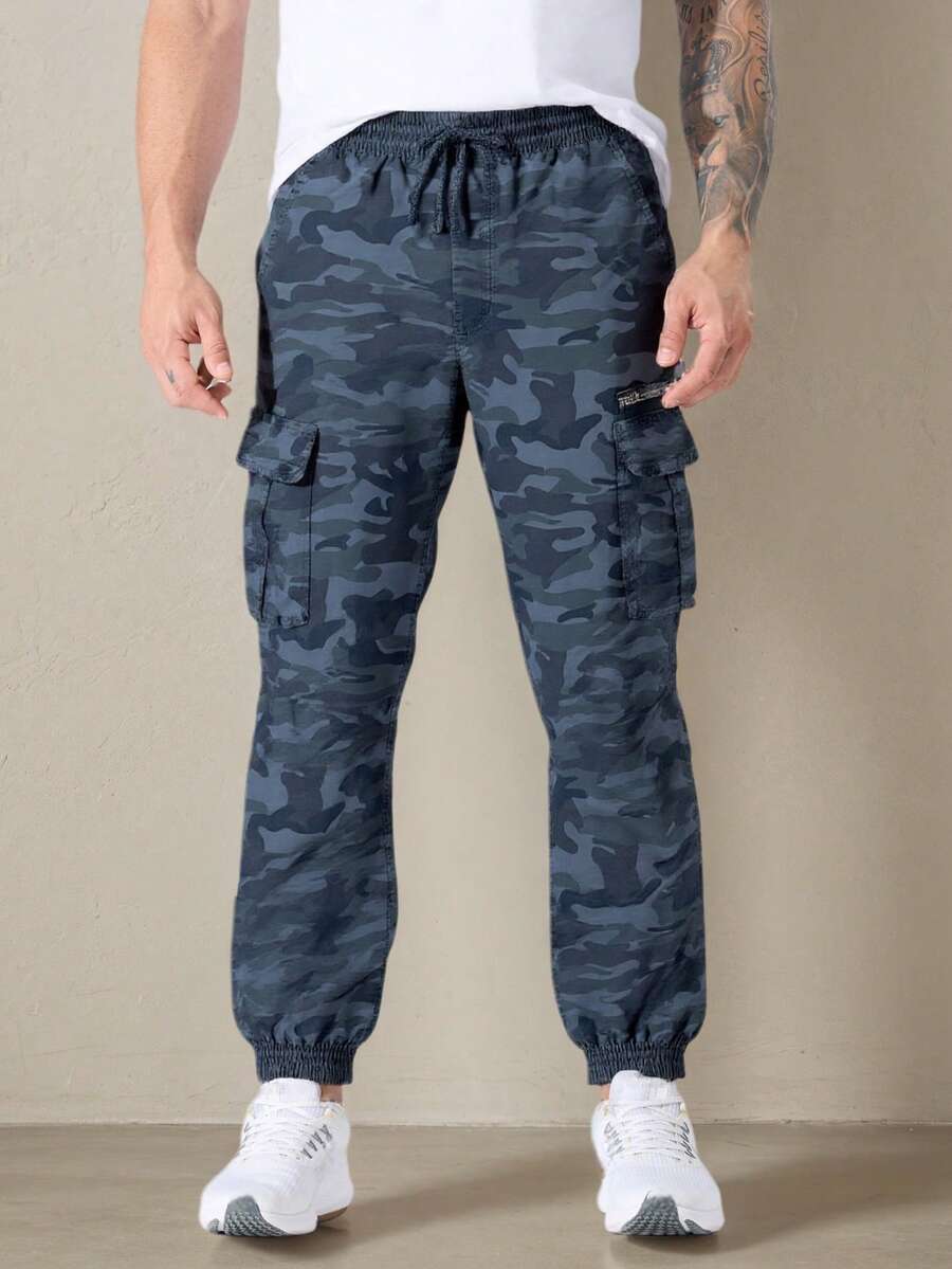 Herren Camouflage Cargo Hosen, Neue Arbeitskleidung Outdoor Hosen, Streetwear Lässig Loose Fit Lässig Hosen, Viele Taschen Hochwertige Militär Stil