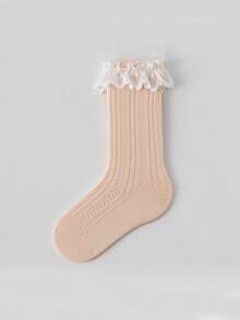 1 双婴儿蕾丝网眼及膝袜，舒适透气，婴儿正装袜，婴儿袜子，女童袜子长袜