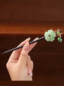 1 件中国风花流苏发簪，黑檀木发夹头饰，适合女性外出、旅行、摄影、度假、圣诞礼物、节日礼物发髻发夹发髻制作器发髻发片发型夹