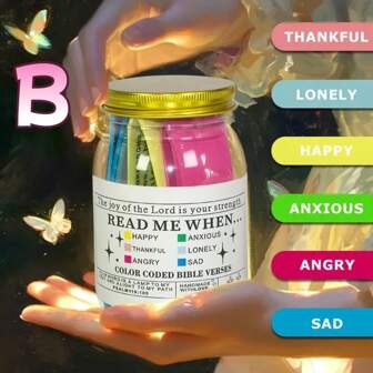 1pc Inspirational Bible Verse Glass Jar, Devout Gift Prayer Jar - Perfect For Wishes, Desk Decor And Love Gifts - Ideal Holiday Party Present, The Hope Jar Bible Verses, Bible Verses In A Jar, Read Me When Bible Verses Jar, Glass Prayer Jar, Prayer Jar Bible Jar Bible Verses For Emotions And Feelings, Scripture Jar Color-Coded Bible Verses In A Jar Prayer Jar Blessings Jar Bible Gifts For Women Christian Bible Gift
