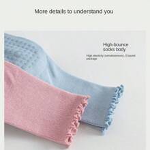 1 Pair Of Yoga Socks For Women, Mid Tube Women's Socks, Anti Slip Sports, Solid Color Rolled Edge Sports Socks, Lace Elastic Socks