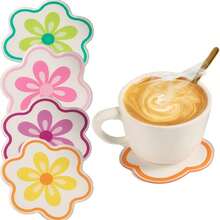 1pc Acrylic Coaster, Heat-Resistant Non-Slip Coaster, Floral Transparent Coaster - Multicolor - View 8