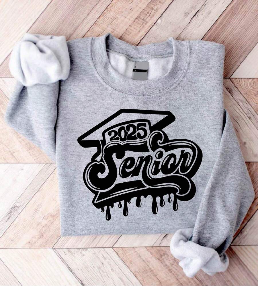 Senior 2025 Sweatshirt, Senior Student Sweater, Class Of 2025 Sweatshirts, Gift For Seniors, Graduation Sweaters, Senior Class Sweatshirt, High School Sweater. SD-4247 - Grey - View 1