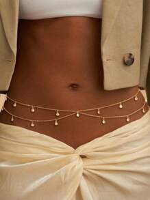 1pc Multi-Layered Beaded Sexy Waist Chain Beaded Belly Chain Crystal Belly Chain Rhinestone Adjustable Bikini Waist Body Chain Belt Belly Jewelry Summer Beach Resort Party Accessories For Women And Girls