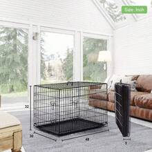 BestPet 24,30,36,42,48 Inch Dog Crates For Large Dogs Folding Mental Wire Crates Dog Kennels Outdoor And Indoor Pet Dog Cage Crate With Double-Door,Divider Panel, Removable Tray (Black, 48") - 黑色 - 查看 7