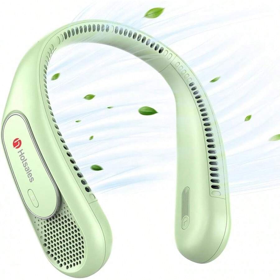 Neck Fan, Hands Bladeless Neck Fans Portable Rechargeable, 6000 MAh Battery Operated Wearable Personal Fan, Cooling Neck Fan, 3 Speeds, USB Fan Gifts Men, Women, Travel, Outdoor - Green - View 1