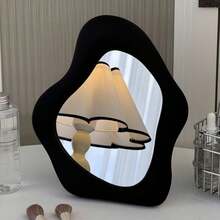 1pc Asymmetrical Aesthetic Tabletop Makeup Mirror, Adjustable Plastic Vanity Mirror With Glass Surface For Office, Bathroom & Bedroom, No Electricity Needed Best Home Decor Back To School Room Decor School Supplies