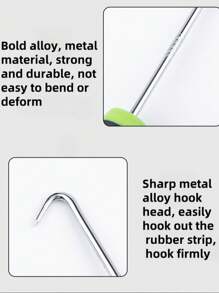 Heavy Duty Metal U-Hook Seal Puller For Garden, Landscape Cracks And Paving Joints - Green And Black Lawn Loosening Tool With Handle, Screen Strip Replacement Tool Hook Door And Window Seal Hook Remover Strip Iron Hook Leather Strip Removal Tool