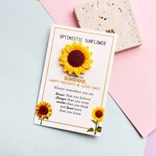 Optimistic Sunflower: "Brave And Strong Happy Thoughts & Good Vibes Card",Resin Material,Thanksgiving, Mother's Day, Weddings, Graduation, Birthday Party Gifts For Teacher, Friend And Family