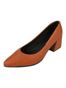 Women's Pointed Toe Pumps CM Shoes Napa Rope Social Work Block Heel Square High Comfortable Braided - 駝色 - 查看 3