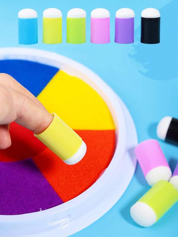 Set de 10 pincelitos de esponja para dedos, juego de pincelitos de esponja para pintar, dibujar, para manualidades con tinta, tiza, tarjetas, colorear, pinturas, suministros de arte, manualidades con pintura de tela, artículos escolares esenciales, regreso a la escuela, útiles escolares