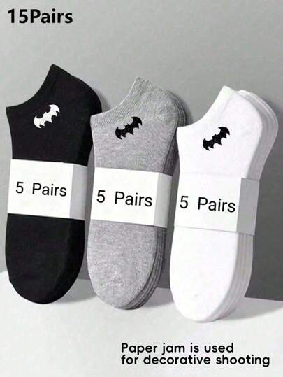 Warner Bros 1/5/10/15/20/25/30Pair Men Socks Essential Ankle Socks, Soft & Lightweight All-Match Low Cut Ankle Socks, Women/Men/Couples Spring/Summer Thin Casual Boat Socks Black/White/Gray Series Batman Skin-Friendly, Soft, Comfortable, Breathable, Fashionable And Versatile Sports Invisible Socks Are Suitable For Holiday Gifts, Returning To School, Traveling And Daily Wear