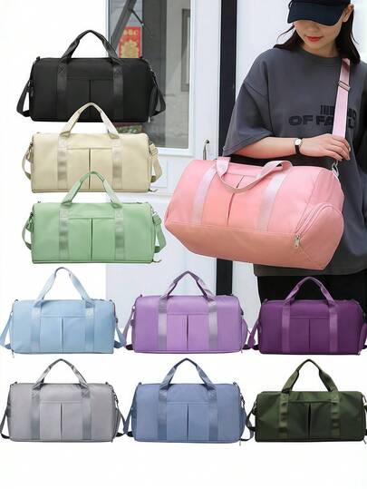 1pc Large Capacity Training Bag, Travel Bag, Gym Bag, Overnight Vacation Luggage, Wet & Dry Separated Shoe Compartment, Weekend Carry-On Bag, Suitable For Business, Vacation, Outdoor, Skiing, Fitness Travel, Overnight, Tote, Sports, School Supplies, Student Back-To-School, Tote, Weekend Bag, Couples Bag