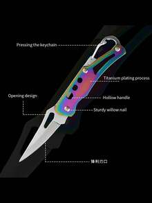 1pc Fruit Folding Knife, Stainless Steel Delivery Box Cutter, Colorful Small Folding Knife For Home & Outdoor, Convenient Keychain