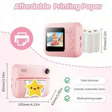 Mini Camera Instant Print For Boys And Girls, 1080P HD Dual-Lens Selfie Digital Camera With Print Paper , Christmas Birthday Gifts Toys