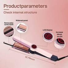 直发器夹，宽平板夹高效专业直发器，直发器和卷发器二合一，等离子护发不伤发，打造顺滑造型，30秒快速加热，持久造型数字显示，360°旋转线，宽电压设计，满足全球旅行 - 查看 5