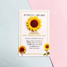 Optimistic Sunflower: "Brave And Strong Happy Thoughts & Good Vibes Card",Resin Material,Thanksgiving, Mother's Day, Weddings, Graduation, Birthday Party Gifts For Teacher, Friend And Family