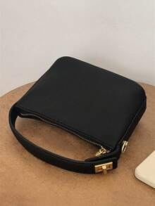 金属扣午餐盒包，便携式手提和肩背包 - 黑色 - 查看 2