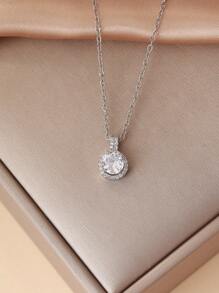 1pc Fashionable Elegant Circular Zirconia Five-Petal Flower Tassel Necklace, Gift For Women, Wedding Present