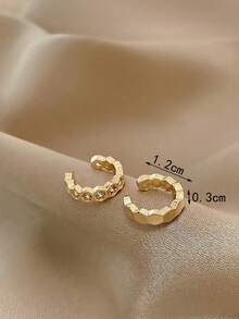 2 件/套非穿孔时尚/独特铜方晶锆石夹式耳环，适合大学、商务、派对、夜总会、度假、日常佩戴（厂家直销） - 金黃色 - 查看 5