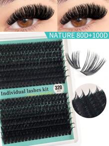 320Pcs D-Curl Eyelash Set Eyelash Extension, Eyelash Set DIY Eyelash Extension Kit, D-60D 80D100D Black Super Thick Eyelash Extension Kit, Daily Makeup Black Eyelash Set Personal Eyelash Extension, D Curl Eyelash Eyelash Extension Kit, Black Personal Eyelash Set Curling 320PCS, The 9-16mm Blended Personal Eyelash Set DIY At Home, Rizos Curly Eyelash D Curl, For Mini Travel Supplies And Self Applications