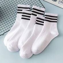5/10 Pairs Of Women's Spring And Summer Thin Three-Bar Two-Bar Socks, Women's Socks, College Style, Casual Men's And Women's Couples, Socks, Men's Socks.