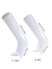 1 Pair Children Over-The-Knee Football Socks, Ages 2-12, Solid Color, Non-Slip Towel Bottom, Thickened Sports Socks, Suitable For Outdoor Sports, Cycling, Hiking, Football, Running And Outdoor Activities - Multicolor - View 11