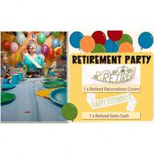 New  Retirement Party Drations Retired Tiara/Crown, Retired Sash For Women Retirement Gifts, Retirement Party Pli, Gifts, Favors (Gold) - Gold - View 6