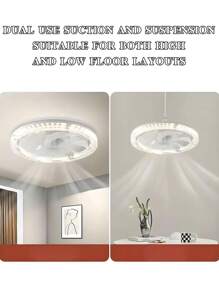 Ventilatore a soffitto a LED, plafoniera da 45W con ventilatore e telecomando, temporizzata, LED dimmerabile, adatta per piccoli spazi come camere da letto, uffici familiari, dormitori