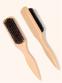 1把猪鬃顺滑梳，适合打造光滑马尾辫、抚平毛躁碎发和控制发际线 - 宽齿梳，可用于倒梳和蓬松造型，方便分区和分缝，打造光滑柔顺的发型，使头发顺滑不毛躁，男女皆宜 - 木柄，万圣节/圣诞节服装配饰，美发工具，美容，发饰 - 彩色 - 查看 3