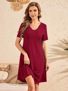 Women's Shirt Dress Short Sleeve Spring Summer Casual Loose Flowy Swing Midi Tunic Dresses - Black - View 10